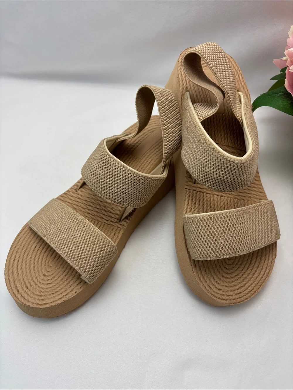 Fashion‎ Women’s 40 Beige Wedge Sandals - Comfortable Summer Platform #420